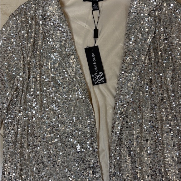 ⭐️ Cable & Gauge Silver Sequin Blazer- size Large - Picture 3 of 7